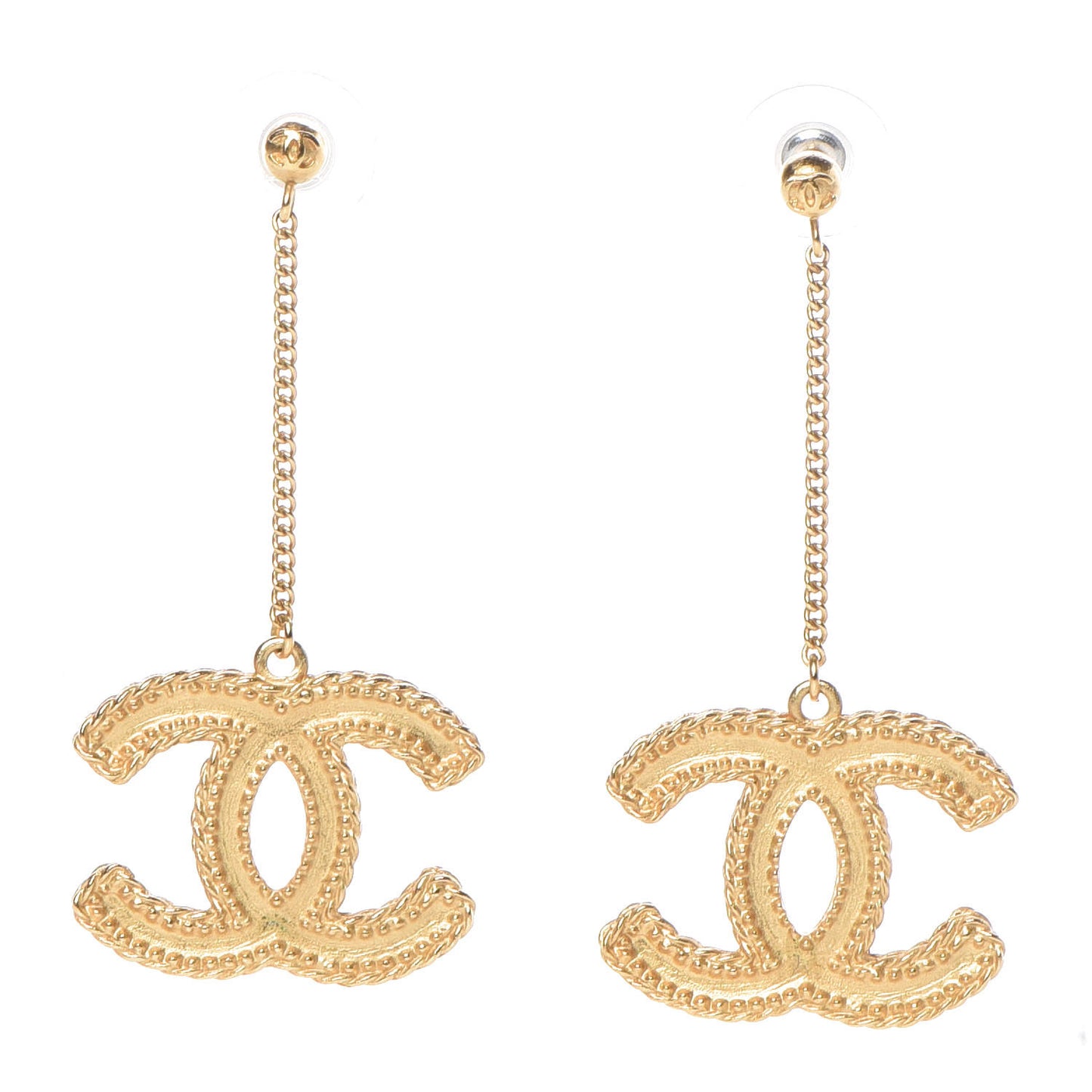CC Drop Earrings Matte Gold