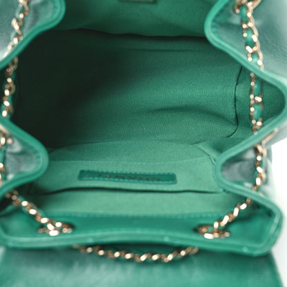 Chanel Lambskin Quilted Small Duma Drawstring Backpack Green 5 of 11