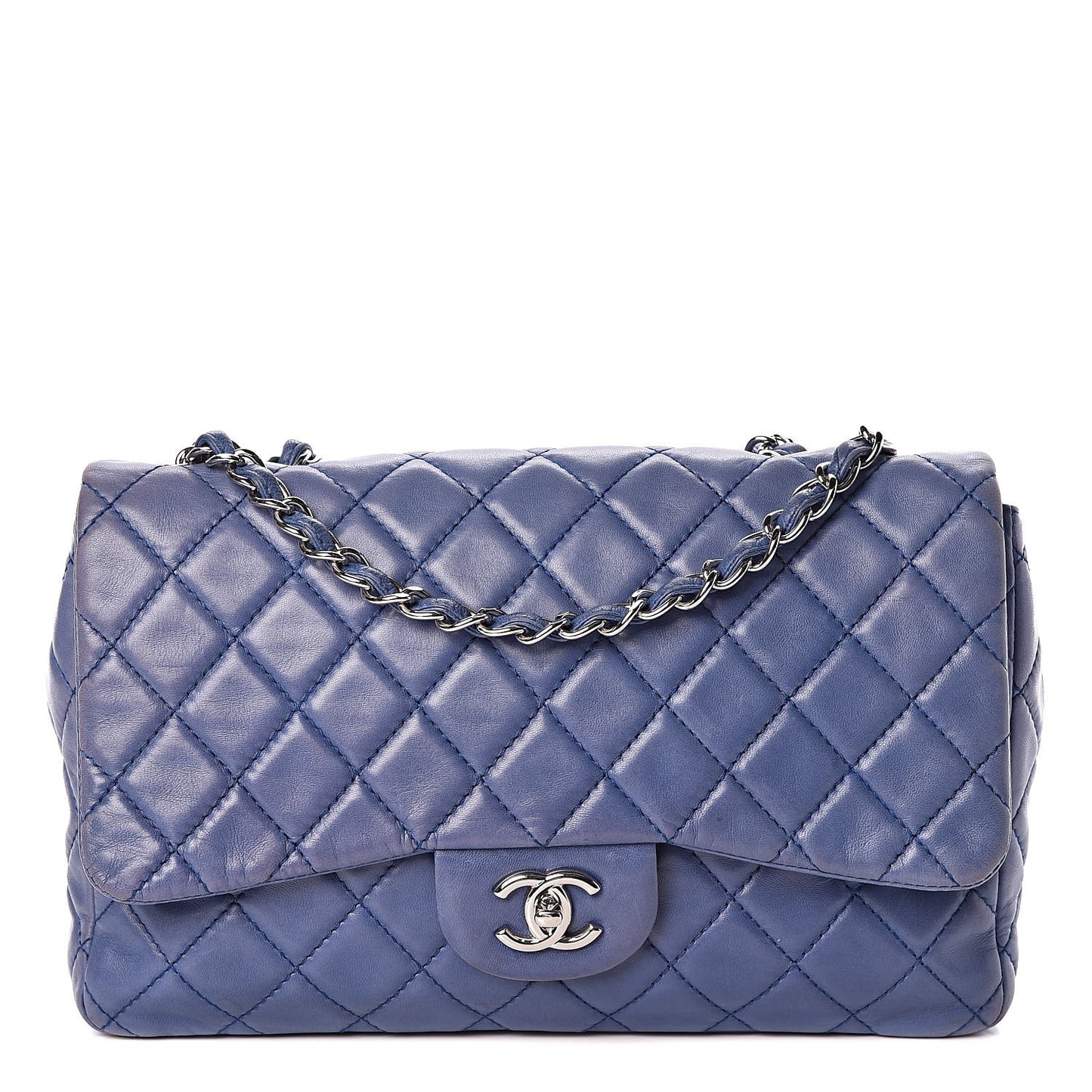 Lambskin Jumbo Single Flap Blue