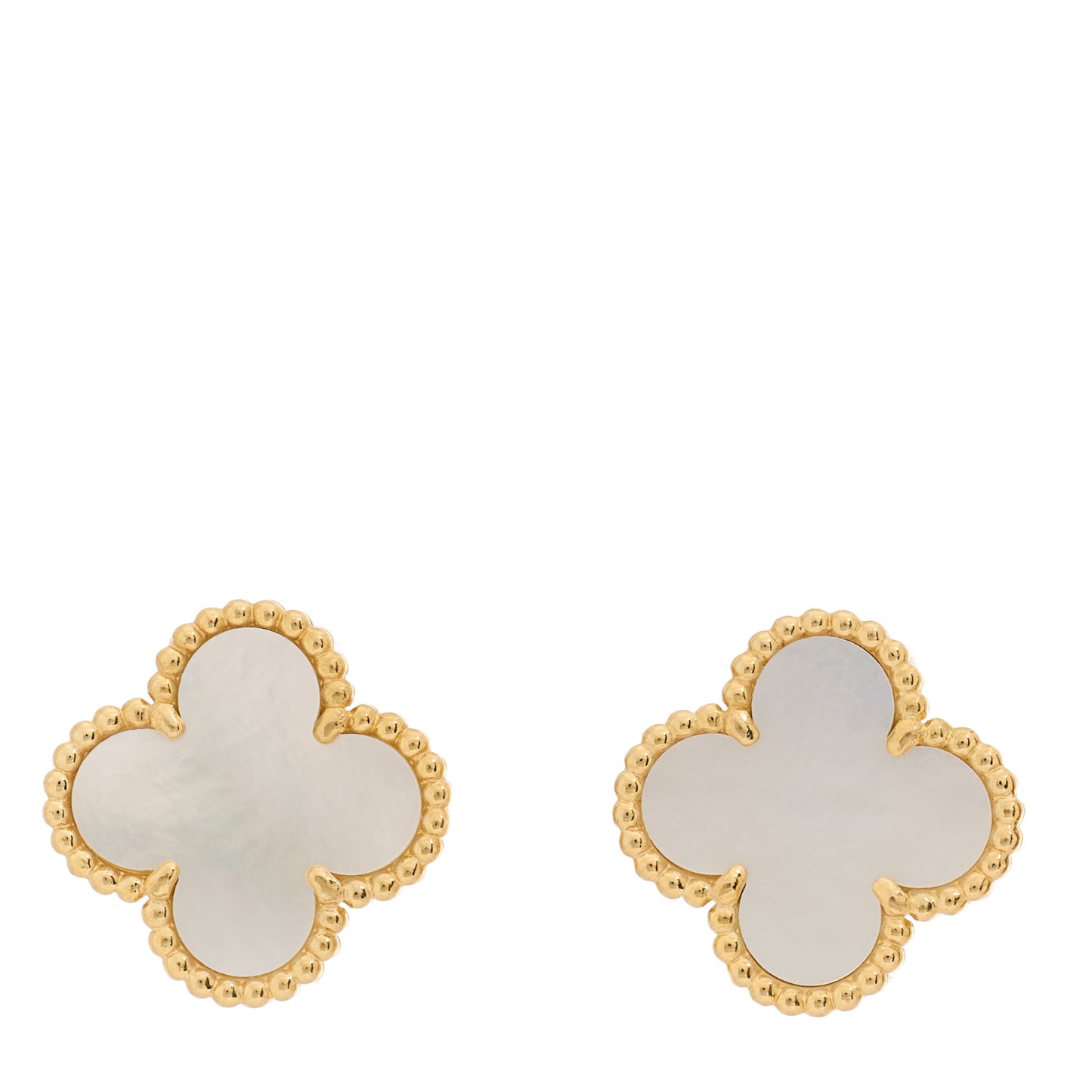 18K Yellow Gold Mother of Pearl Vintage Alhambra Earrings