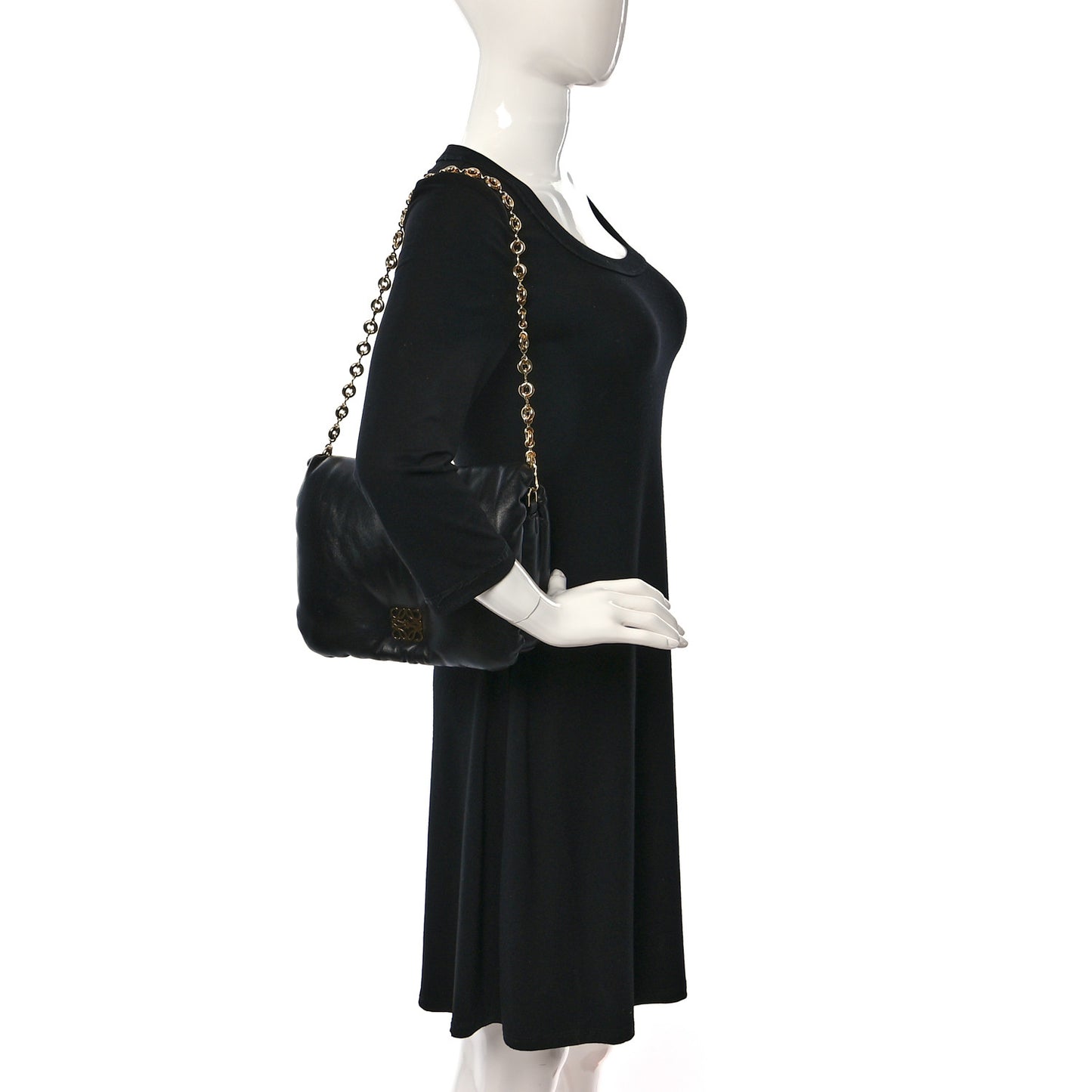 Lambskin Small Goya Puffer Bag Black