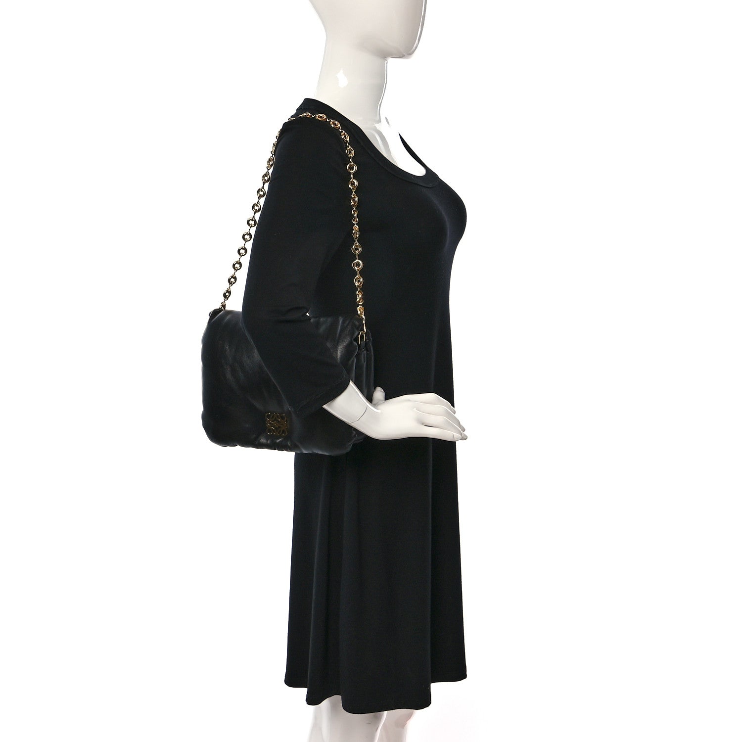 Loewe Lambskin Small Goya Puffer Bag Black 2 of 9