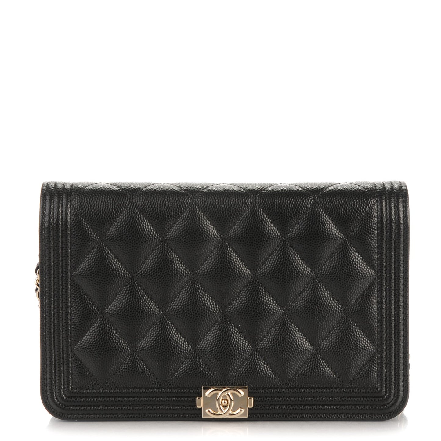Caviar Quilted Boy Wallet On Chain WOC Black