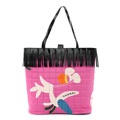 Chanel Canvas Patent Large Fringe Tote Pink 1 of 10
