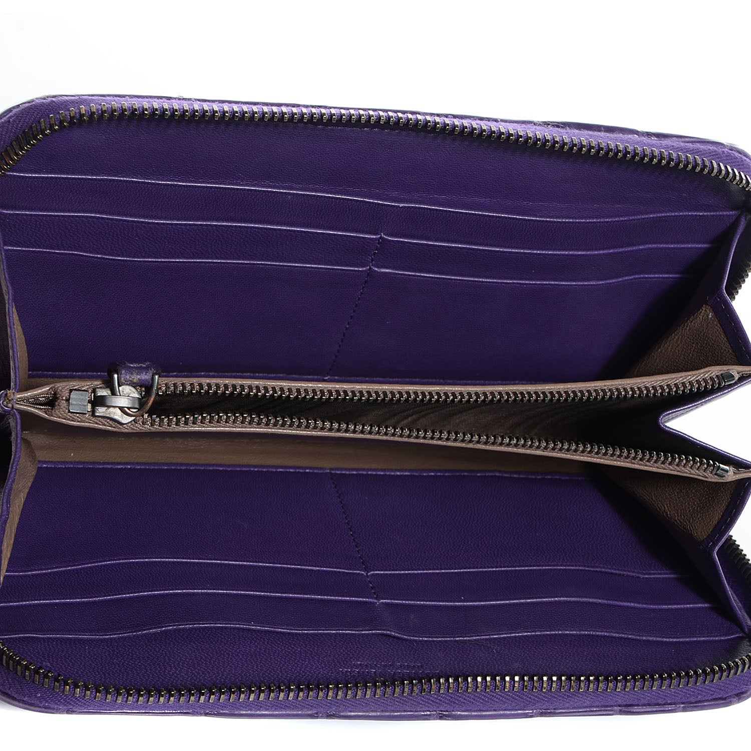 Bottega Veneta Soft Crocodile Fume Zip Around Wallet Plum 6 of 10
