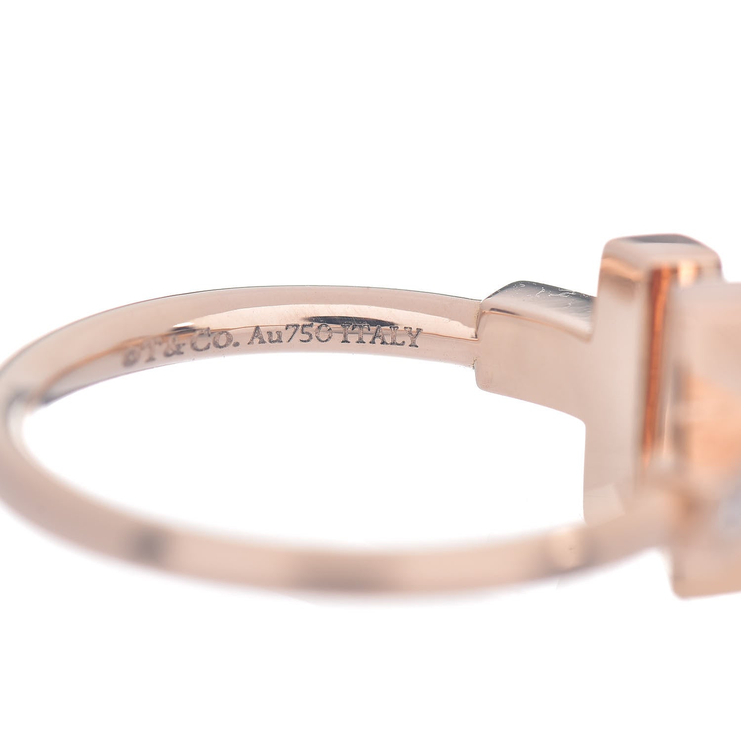 Tiffany 18K Rose Gold Diamond Mother of Pearl T Wire Ring 52 6 5 of 6