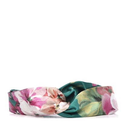 Gucci Silk Blooms Print Duchesse Headband Grass 1 of 6