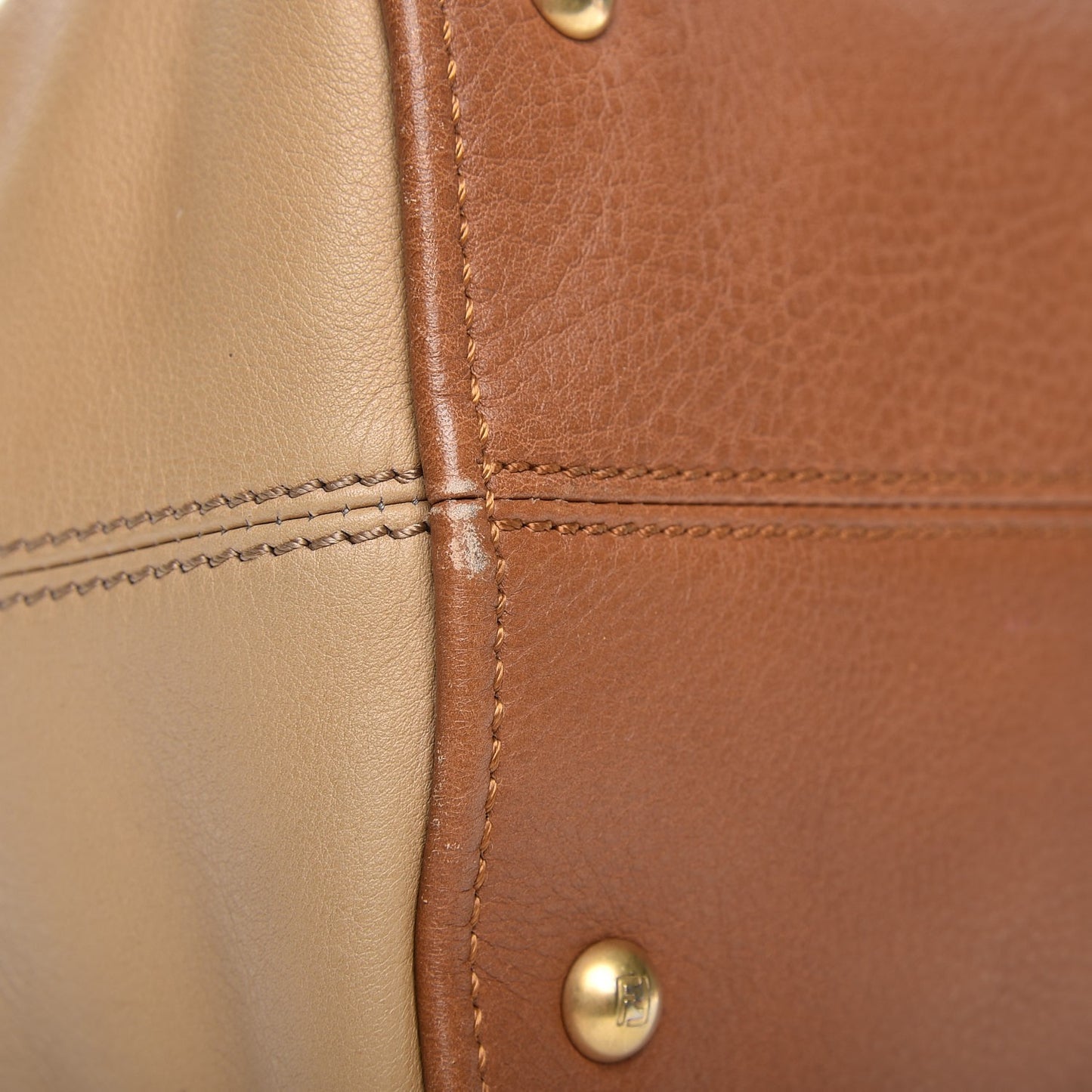 Calfskin Large Chameleon Tote Cognac Camel Black