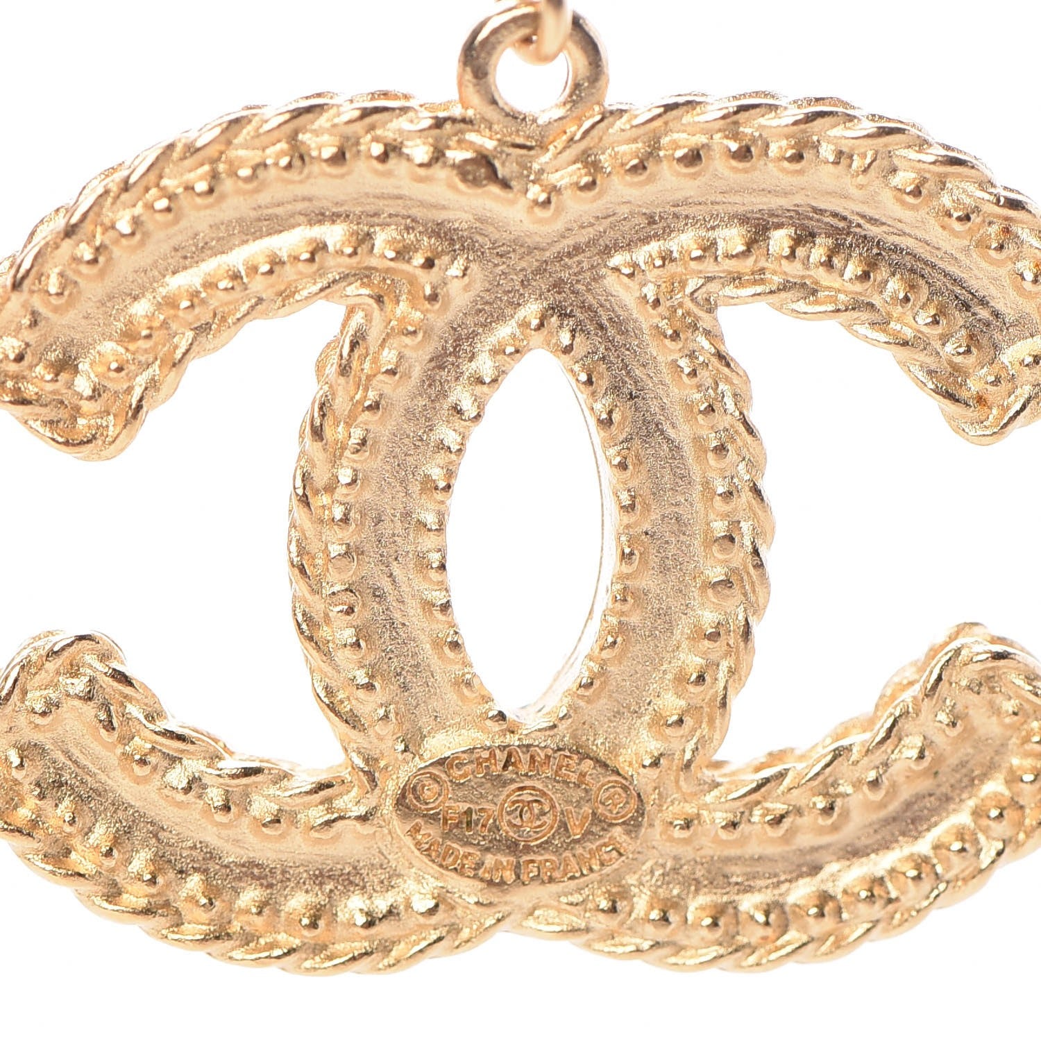 Chanel CC Drop Earrings Matte Gold 4 of 5