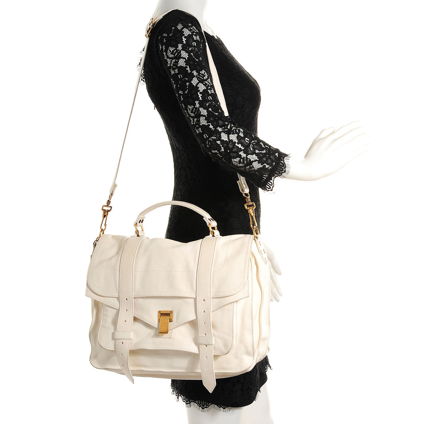 Lambskin PS1 Large Satchel Ivory
