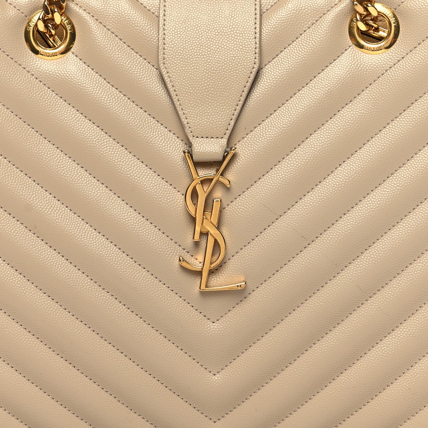 Saint Laurent Grain De Poudre Matelasse Chevron Monogram Shopping Bag Nude Powder 9 of 15