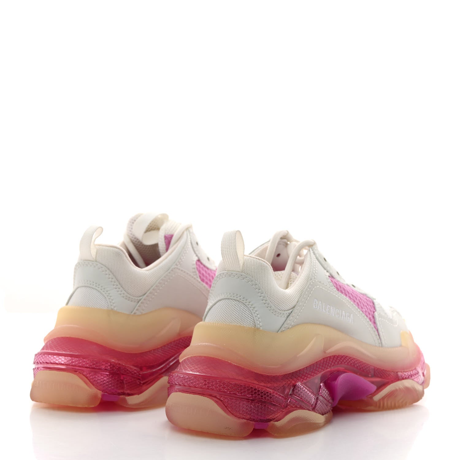 Balenciaga Fabric Mesh Clear Sole Womens Triple S Sneakers 36 White Pink 4 of 9