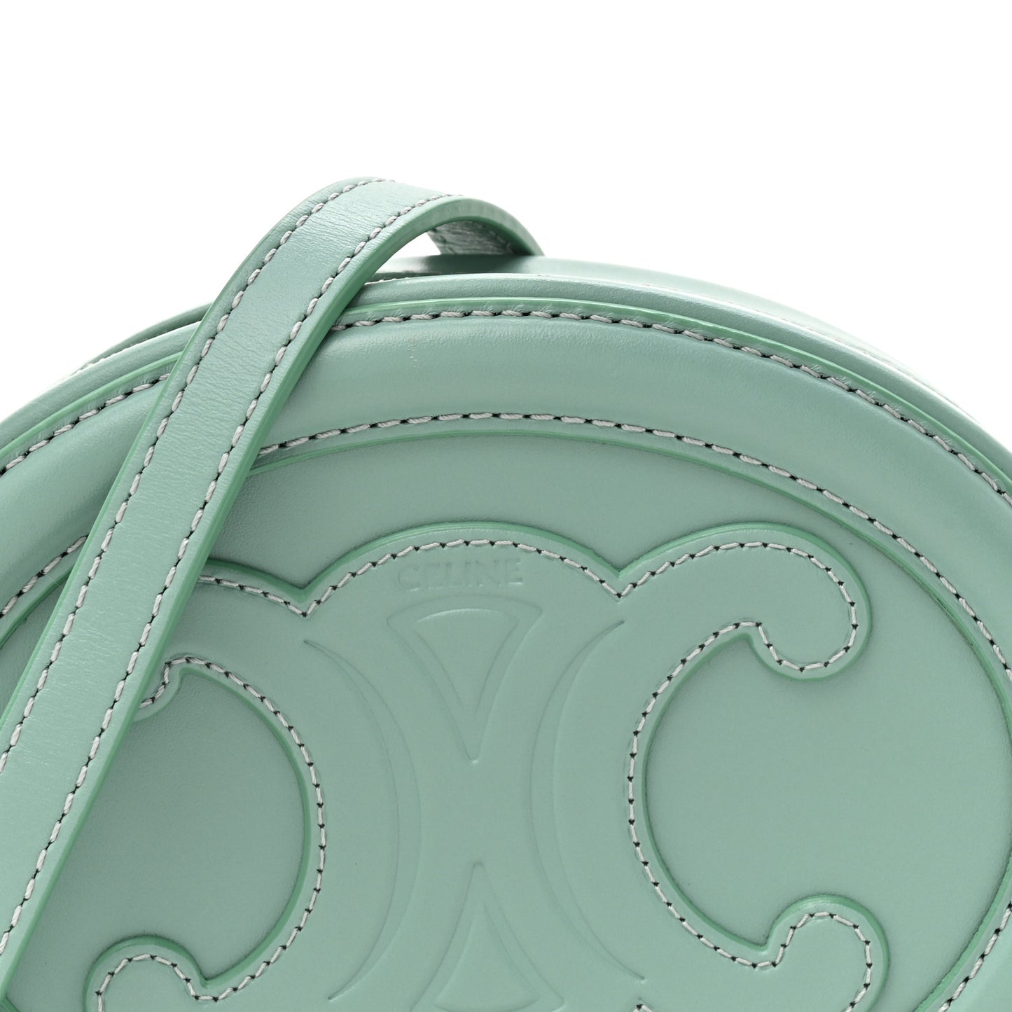 Smooth Calfskin Cuir Small Triomphe Oval Crossbody Purse Ice Mint
