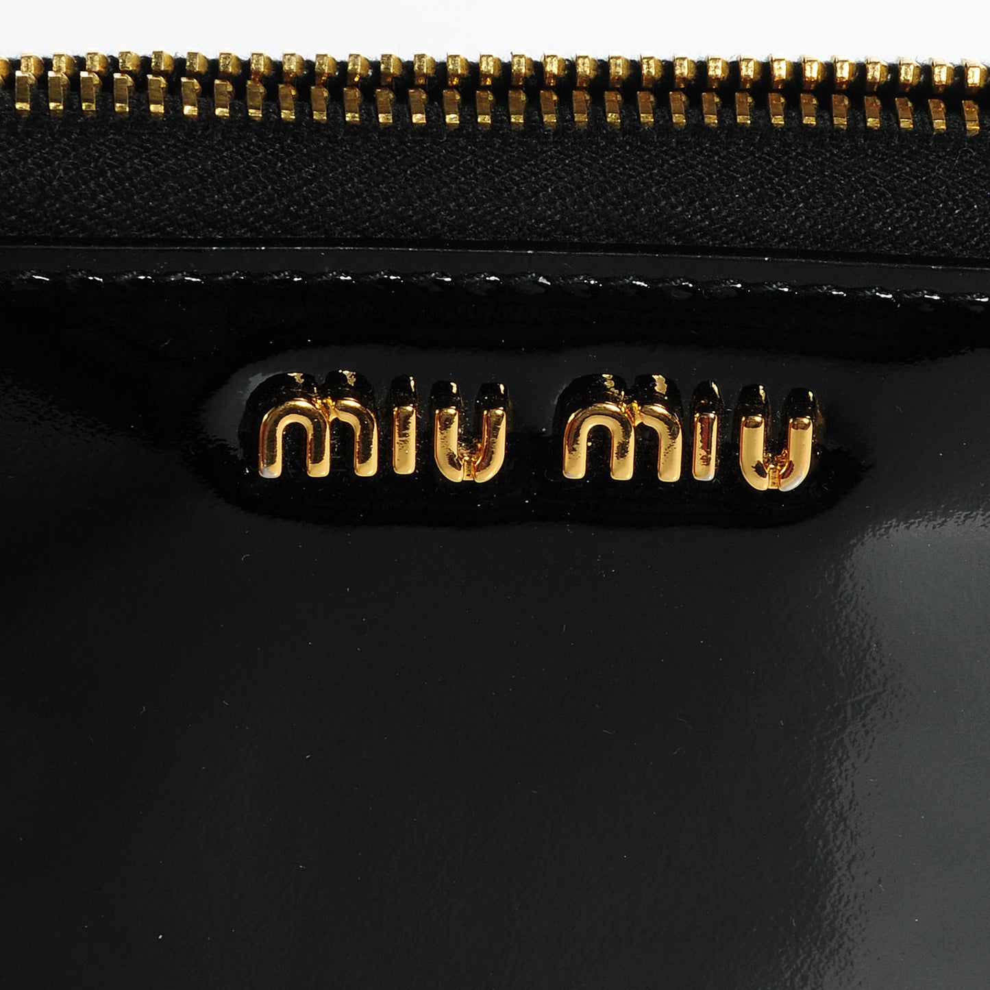 Patent Bow Zip Around Wallet Black