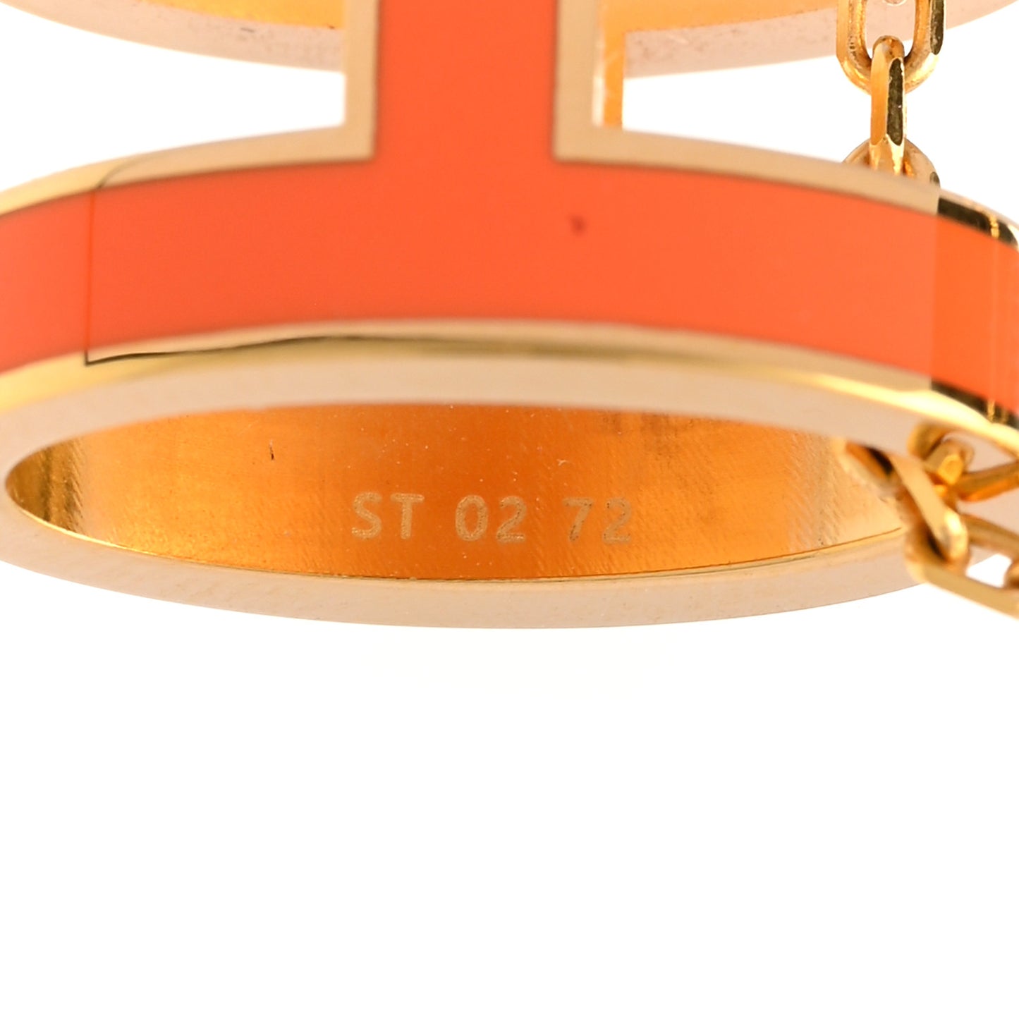 Lacquered Gold Pop H Pendant Necklace Orange