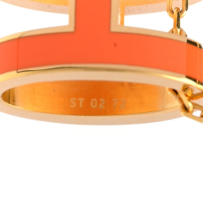 Hermes Lacquered Gold Pop H Pendant Necklace Orange 7 of 8