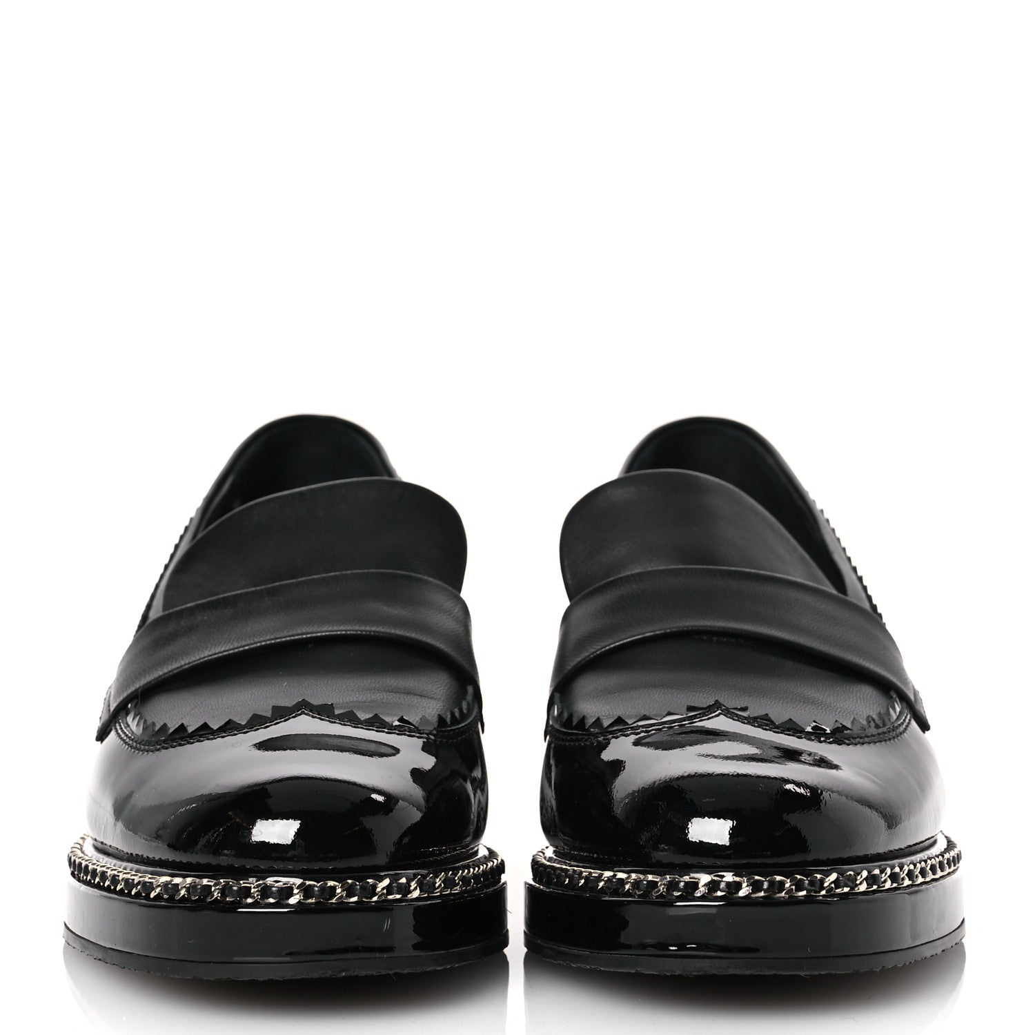 Chanel Patent Lambskin CC Chain Mocassin Loafers 37 Black 3 of 11