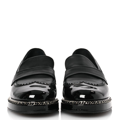 Chanel Patent Lambskin CC Chain Mocassin Loafers 37 Black 3 of 11