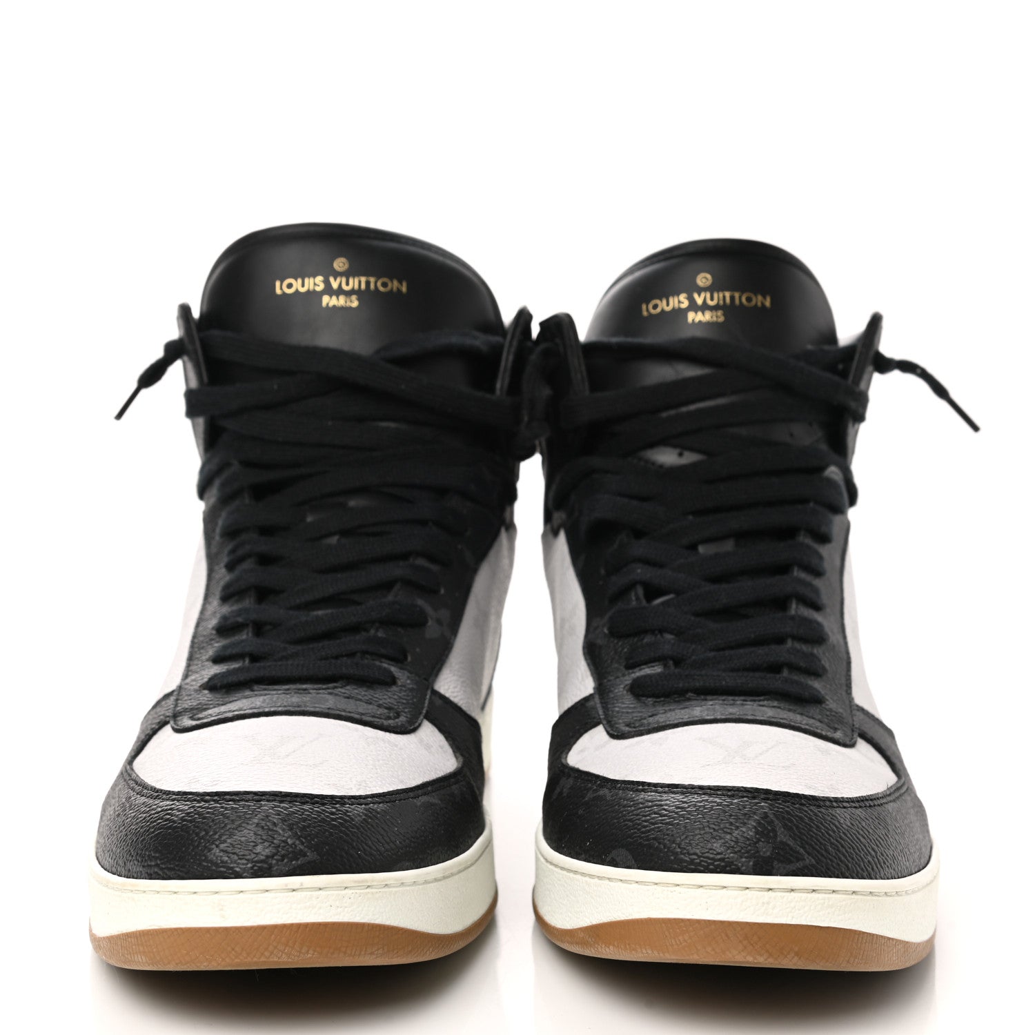 Louis Vuitton Calfskin Monogram Mens Rivoli High Top Sneakers 11 Black 2 of 9
