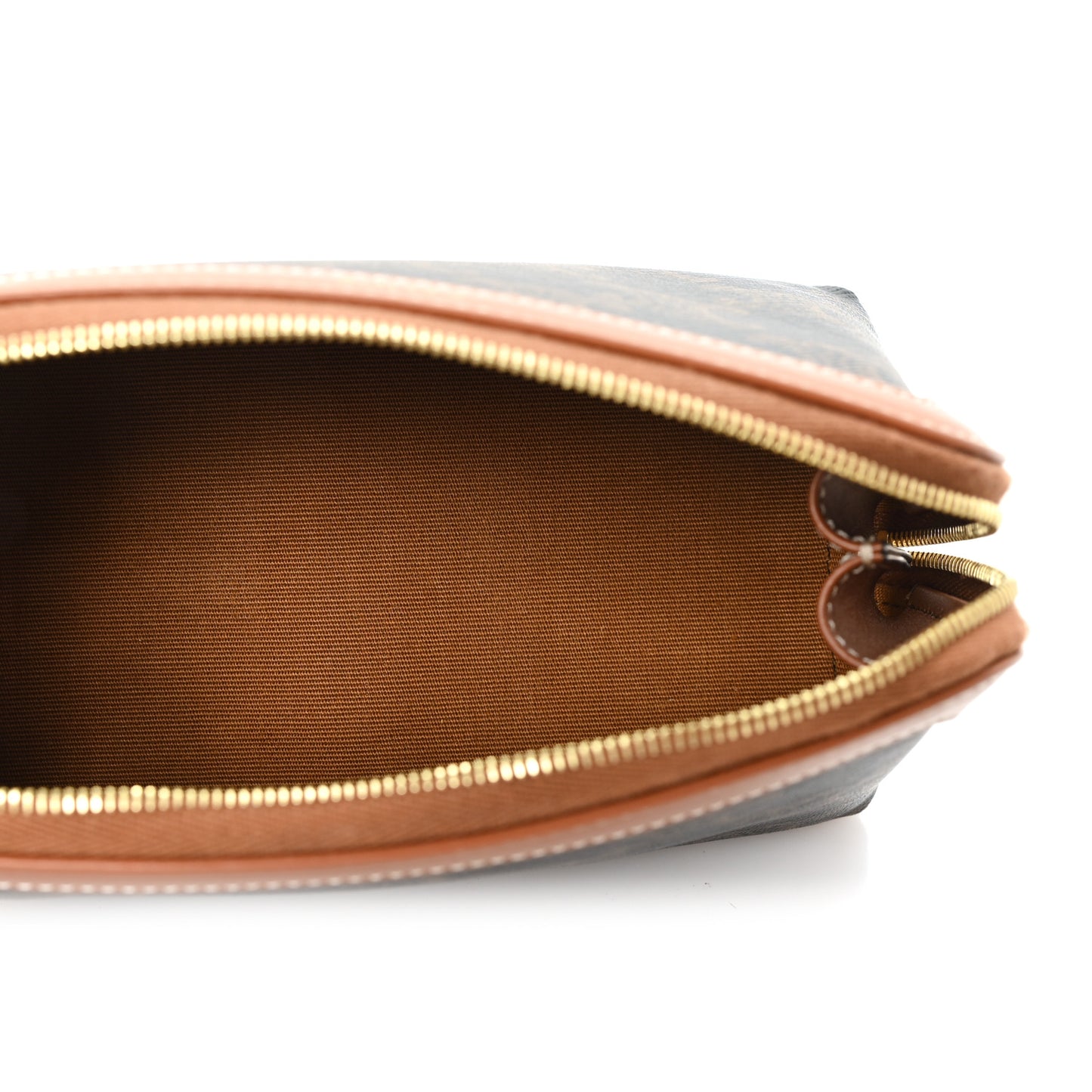 Triomphe Canvas Calfskin Small Cosmetic Pouch Tan