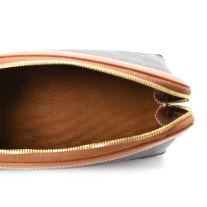 Celine Triomphe Canvas Calfskin Small Cosmetic Pouch Tan 5 of 7