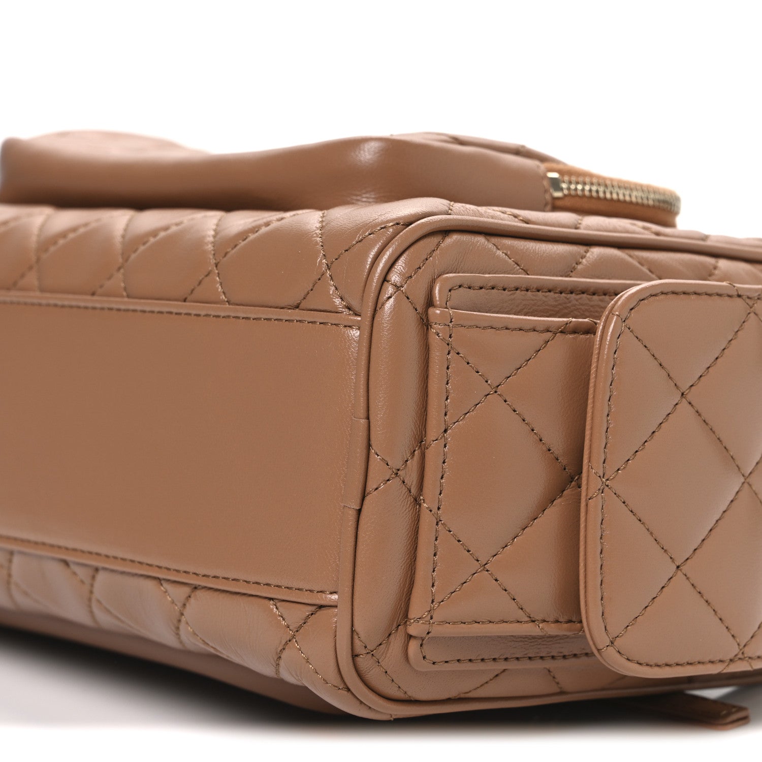 Chanel Shiny Crumpled Lambskin Quilted Medium Preppy Pocket Camera Case Brown 10 of 10