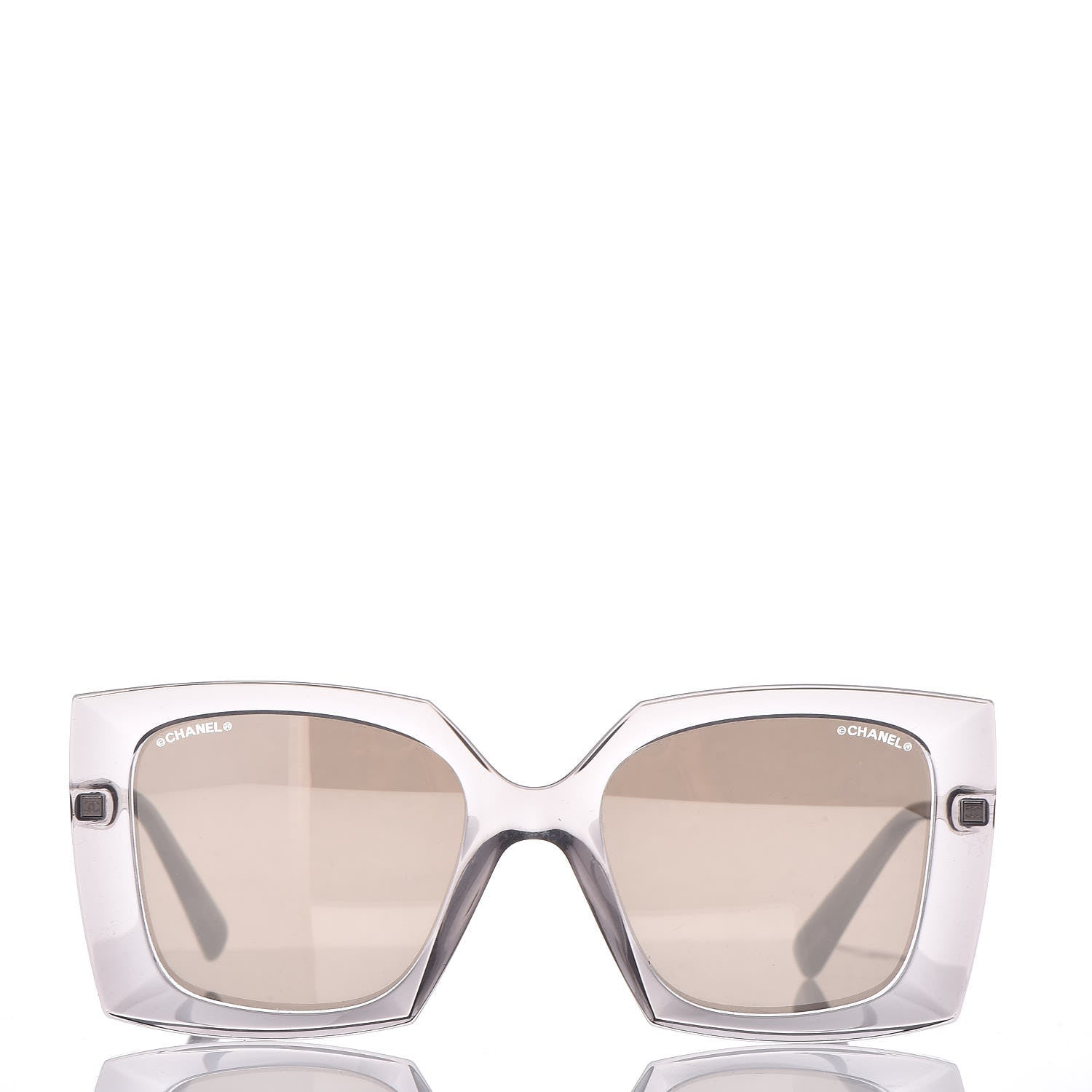 Chanel 18K White Gold Mirror Square Sunglasses 6051 Gray 2 of 7