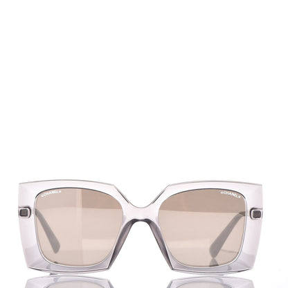 Chanel 18K White Gold Mirror Square Sunglasses 6051 Gray 2 of 7