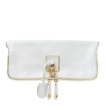 Alexander McQueen Grainy Calfskin Padlock Skull Clutch White 1 of 5