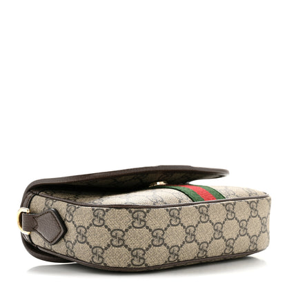 Gucci GG Supreme Monogram Textured Dollar Calfskin Small Ophidia Top Handle Shoulder Bag Beige Brown 4 of 12