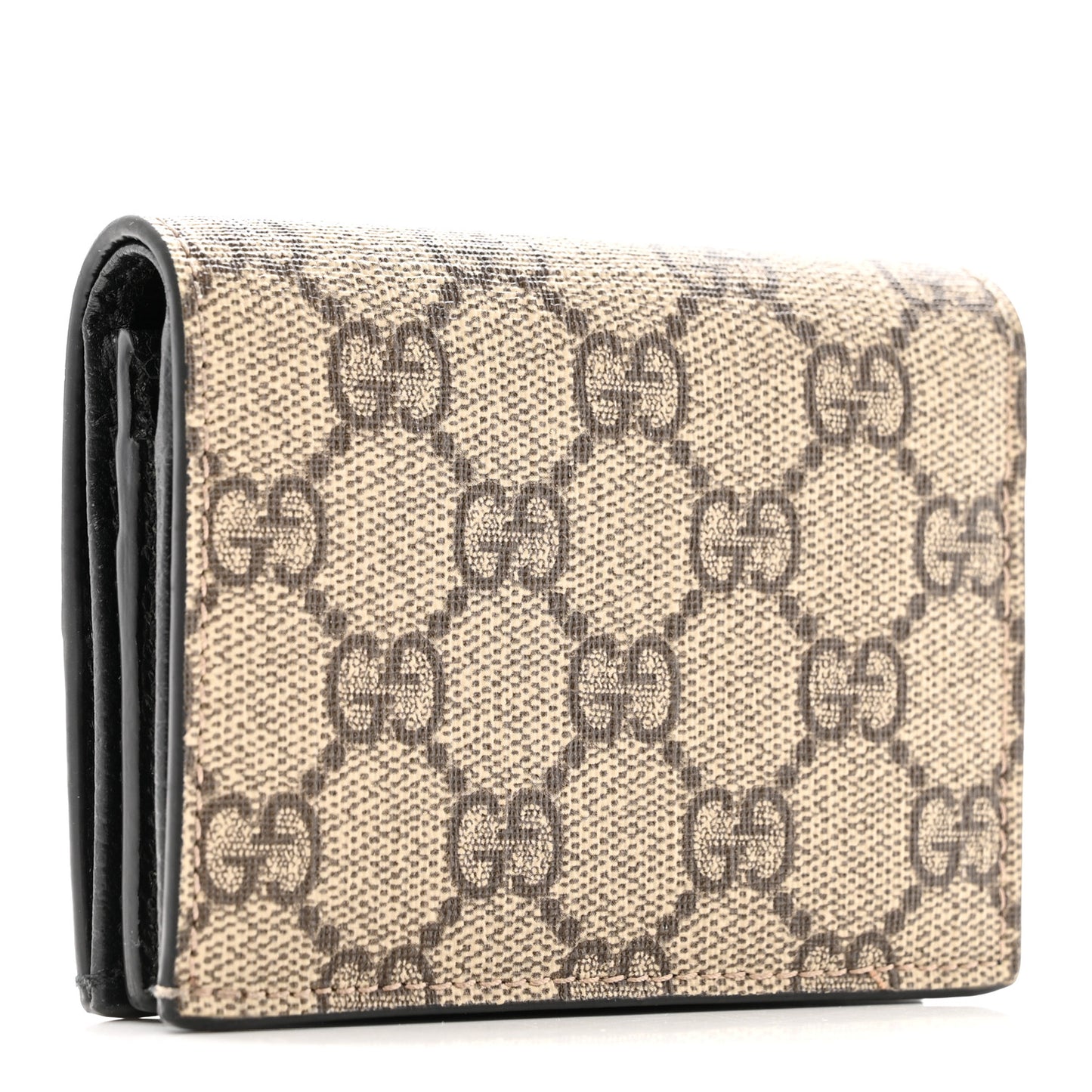 Dollar Calfskin GG Supreme Monogram GG Marmont Card Case Black Beige Ebony