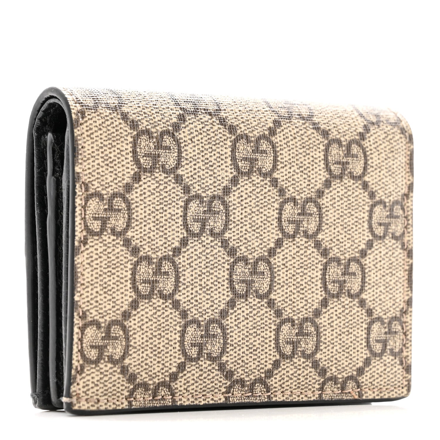Gucci Dollar Calfskin GG Supreme Monogram GG Marmont Card Case Black Beige Ebony 3 of 7