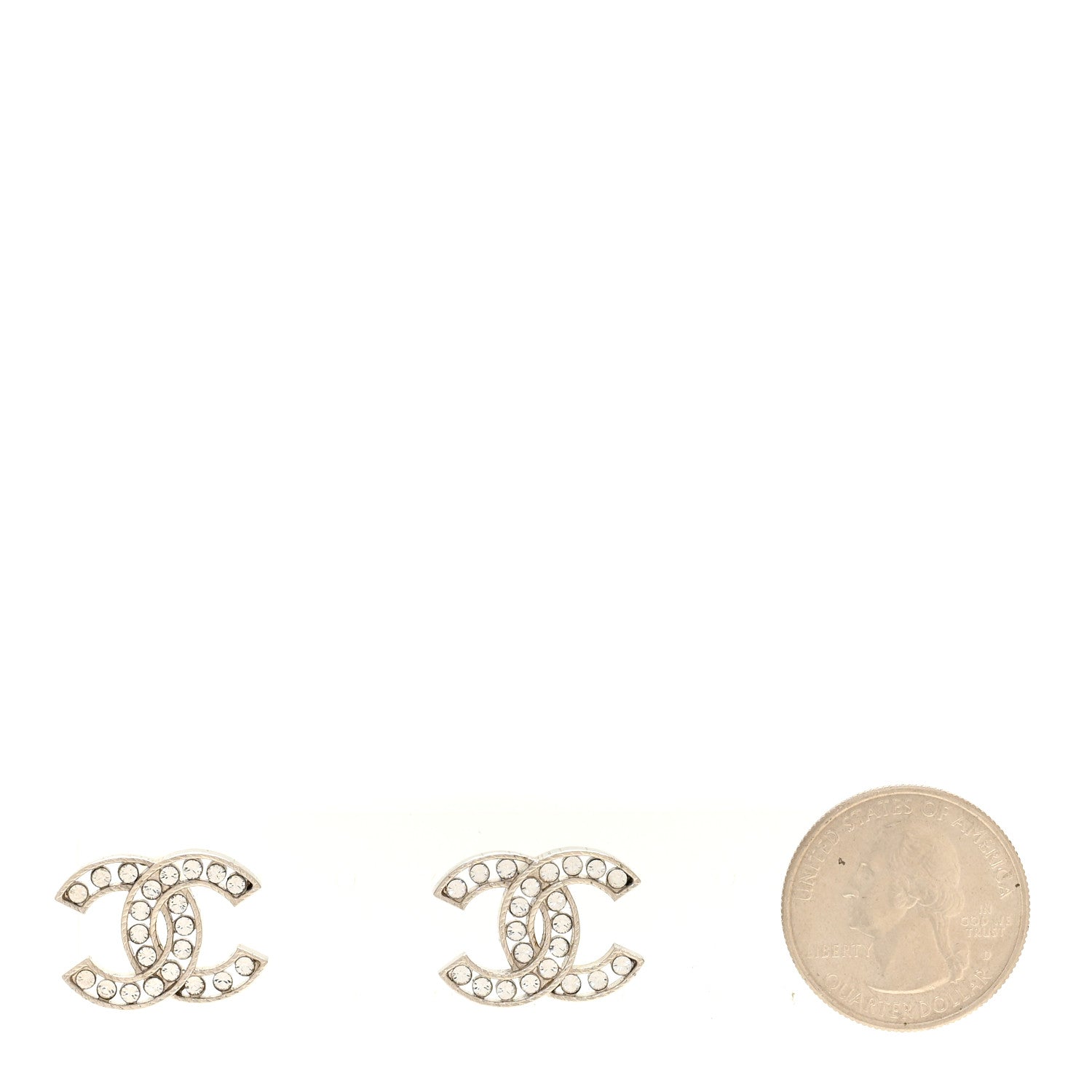 Chanel Crystal CC Earrings Silver 2 of 5