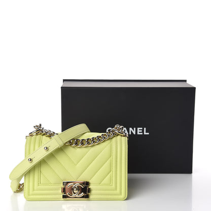 Chanel Calfskin Chevron Quilted Small Boy Flap Light Green 11 of 11