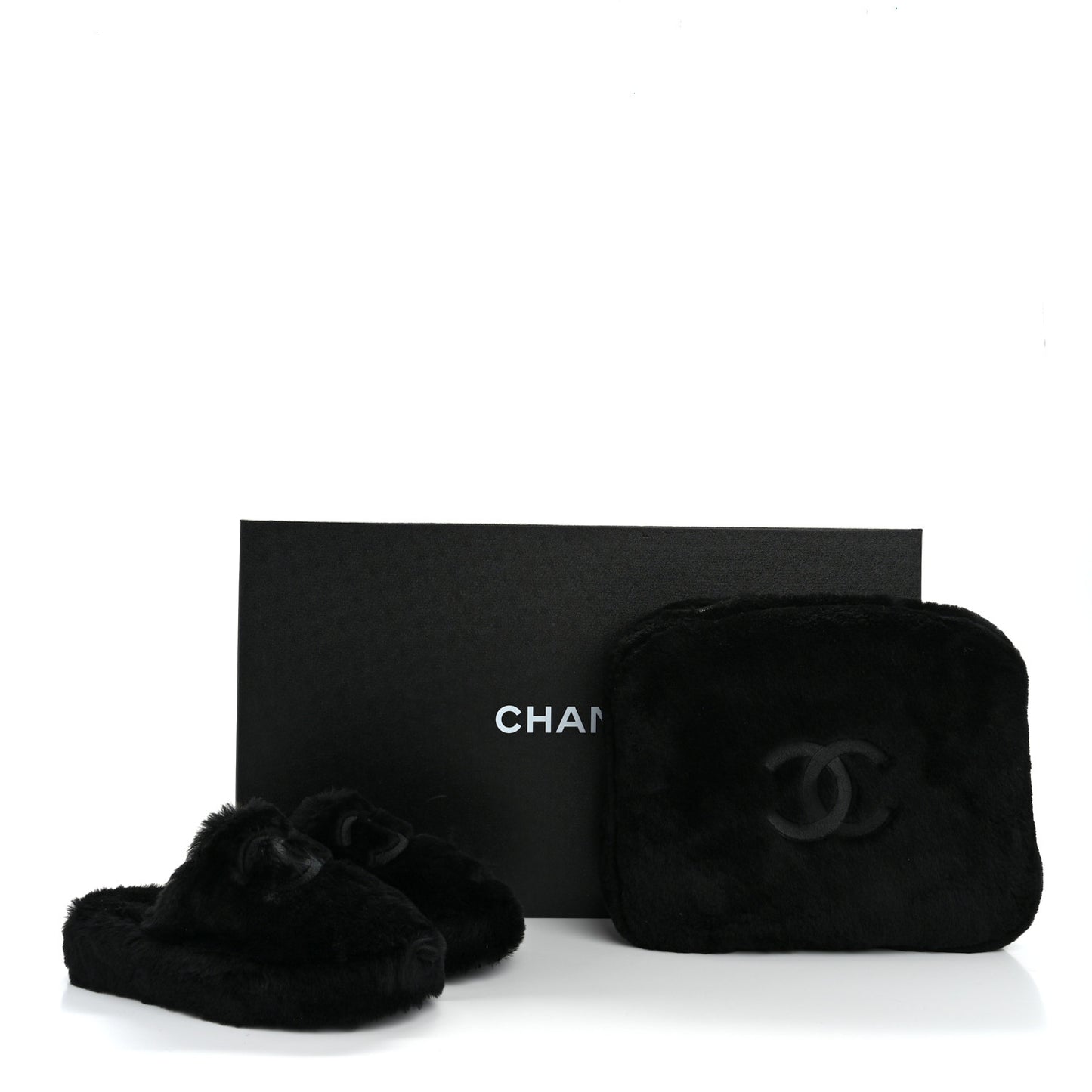 Shearling CC Flat Mules 39 Black