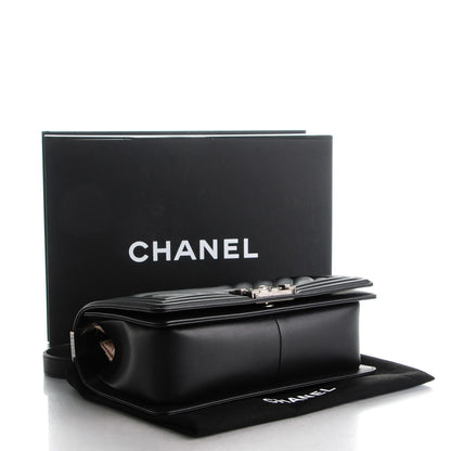 Chanel Calfskin Chevron Quilted Medium Boy Flap Black 4 of 7
