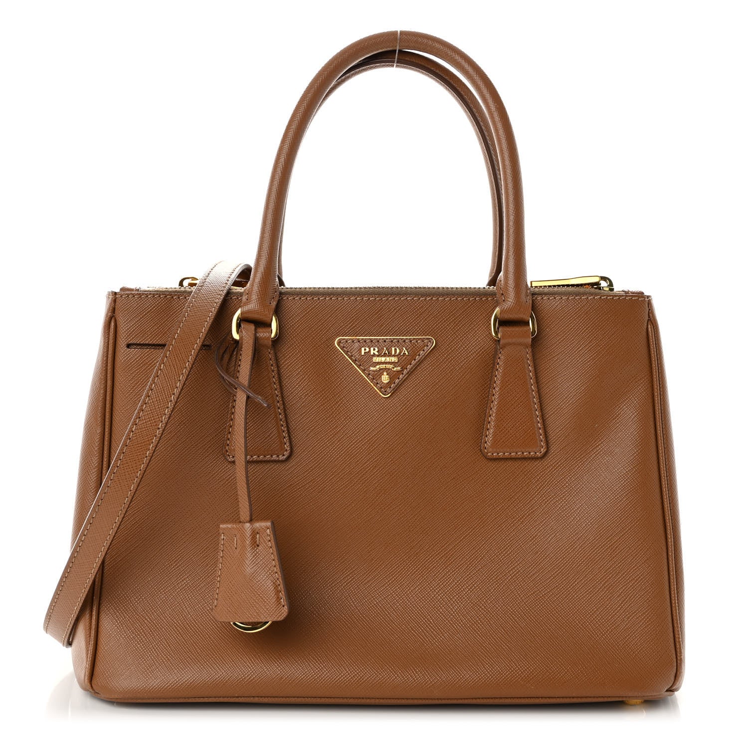 Prada Saffiano Small Galleria Double Zip Tote Caramel 1 of 11