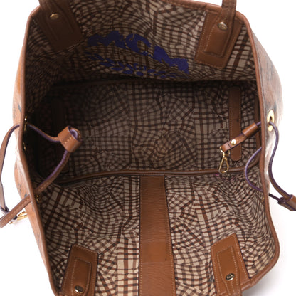 MCM Visetos Medium Liz Reversible Shopper Tote Cognac 4 of 7