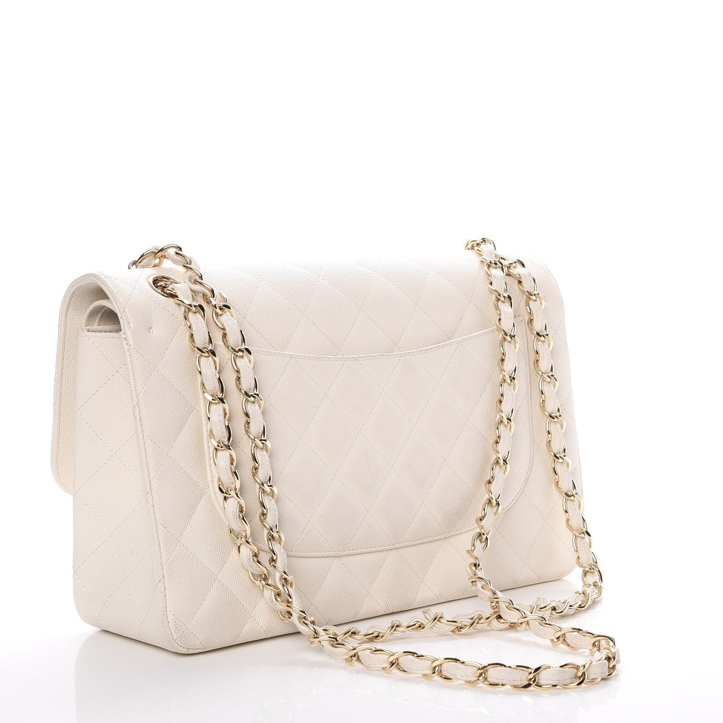 Caviar Quilted Jumbo Double Flap White