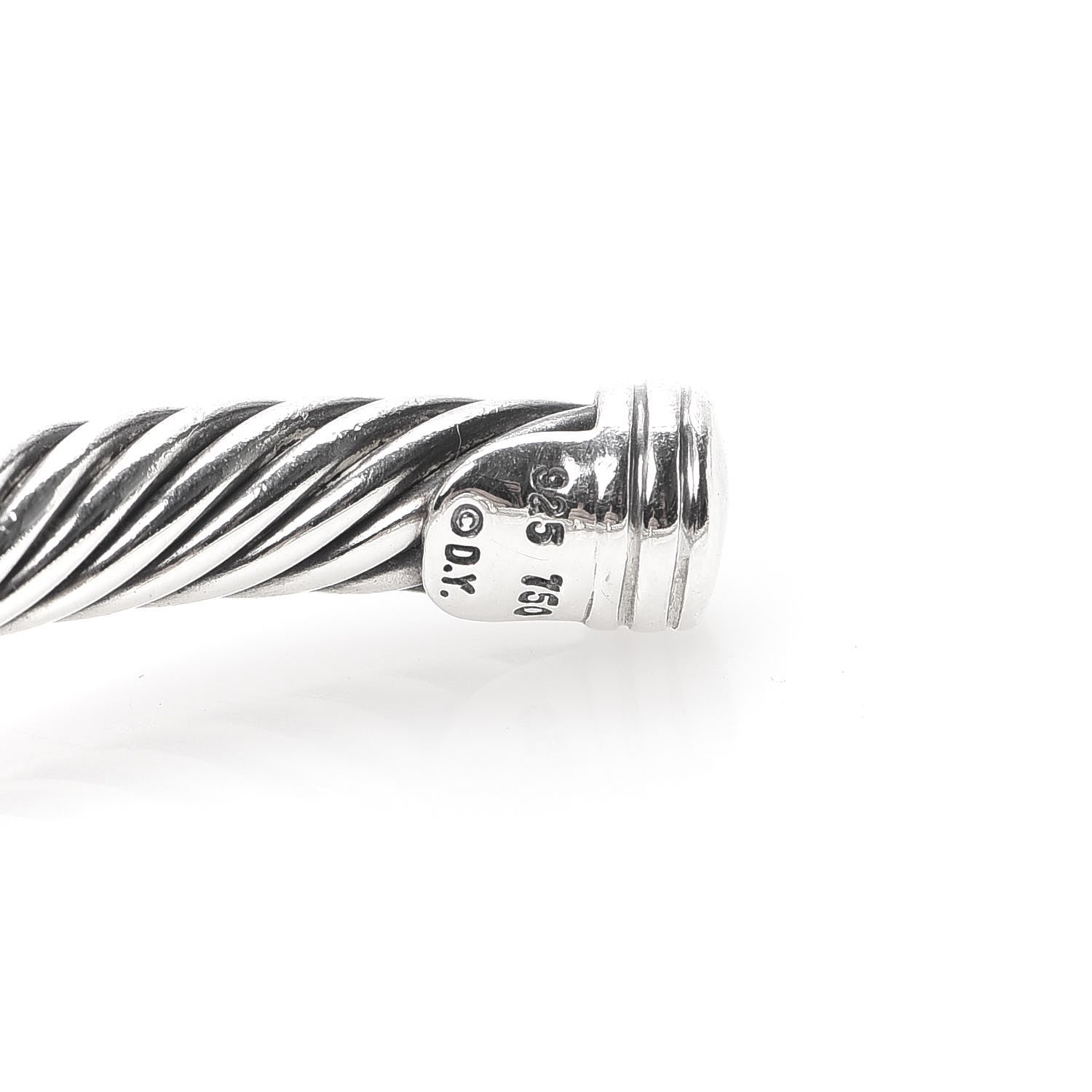David Yurman Sterling Silver 18K White Gold Diamond 5mm Cable Classics Station Bracelet 4 of 4