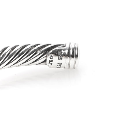 David Yurman Sterling Silver 18K White Gold Diamond 5mm Cable Classics Station Bracelet 4 of 4