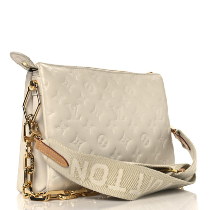 Louis Vuitton Lambskin Embossed Monogram Coussin PM Beige Cream 2 of 14