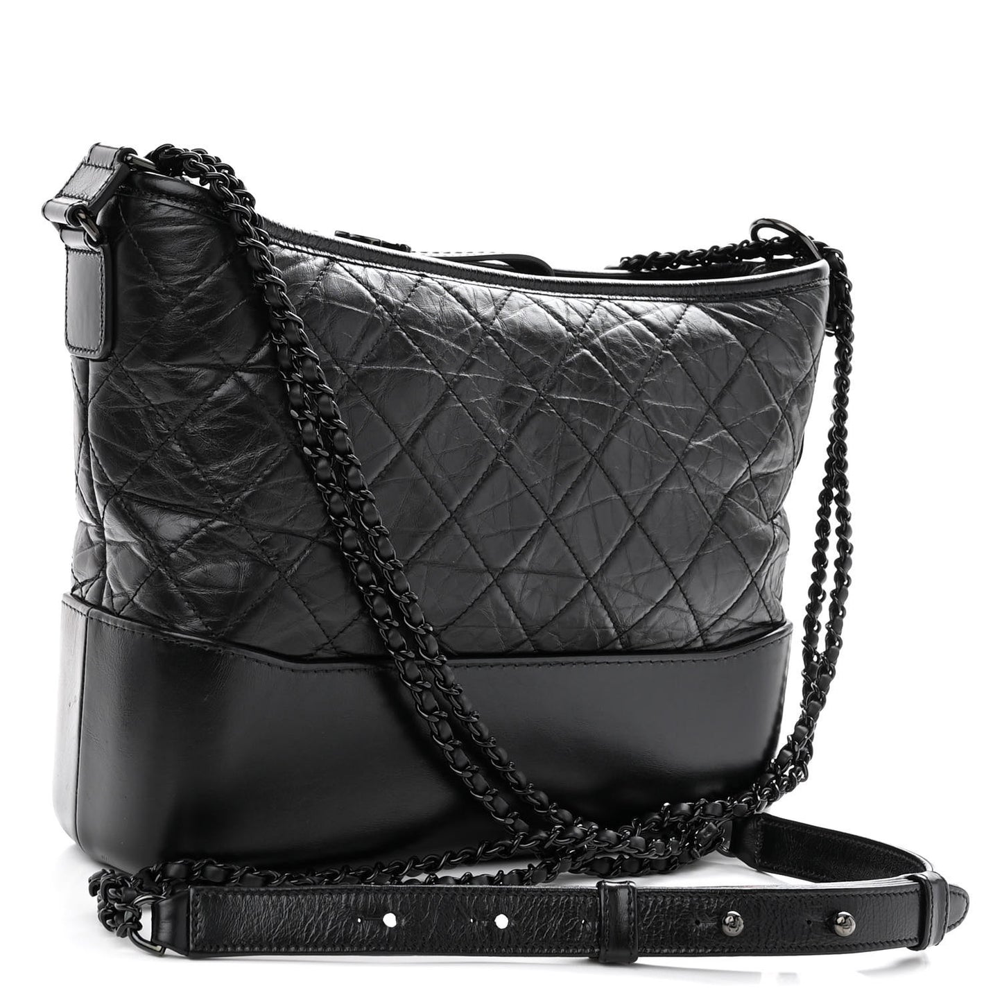 Aged Calfskin Quilted Medium Gabrielle Hobo So Black