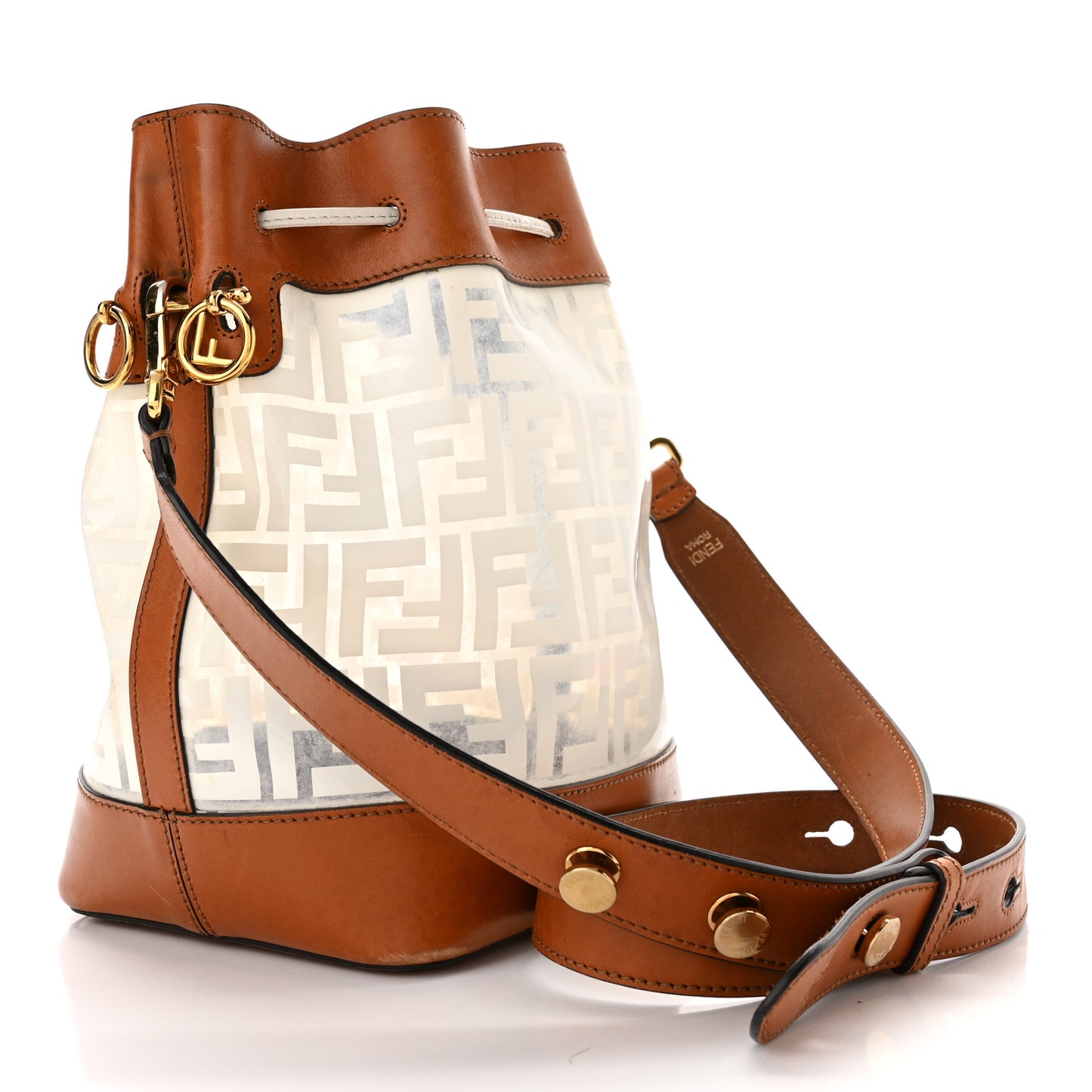 TPU FF Vitello Aura F is Fendi Grande Mon Tresor Bucket Bag White Cuoio