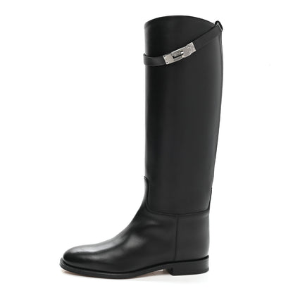 Hermes Box Kelly Jumping Boots 37 Black 1 of 9