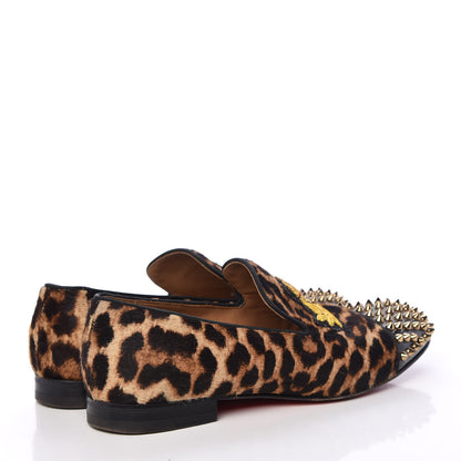 Christian Louboutin Pony Hair Print Spikes Mens Intern Flat Loafers 40.5 Leopard Black 4 of 18