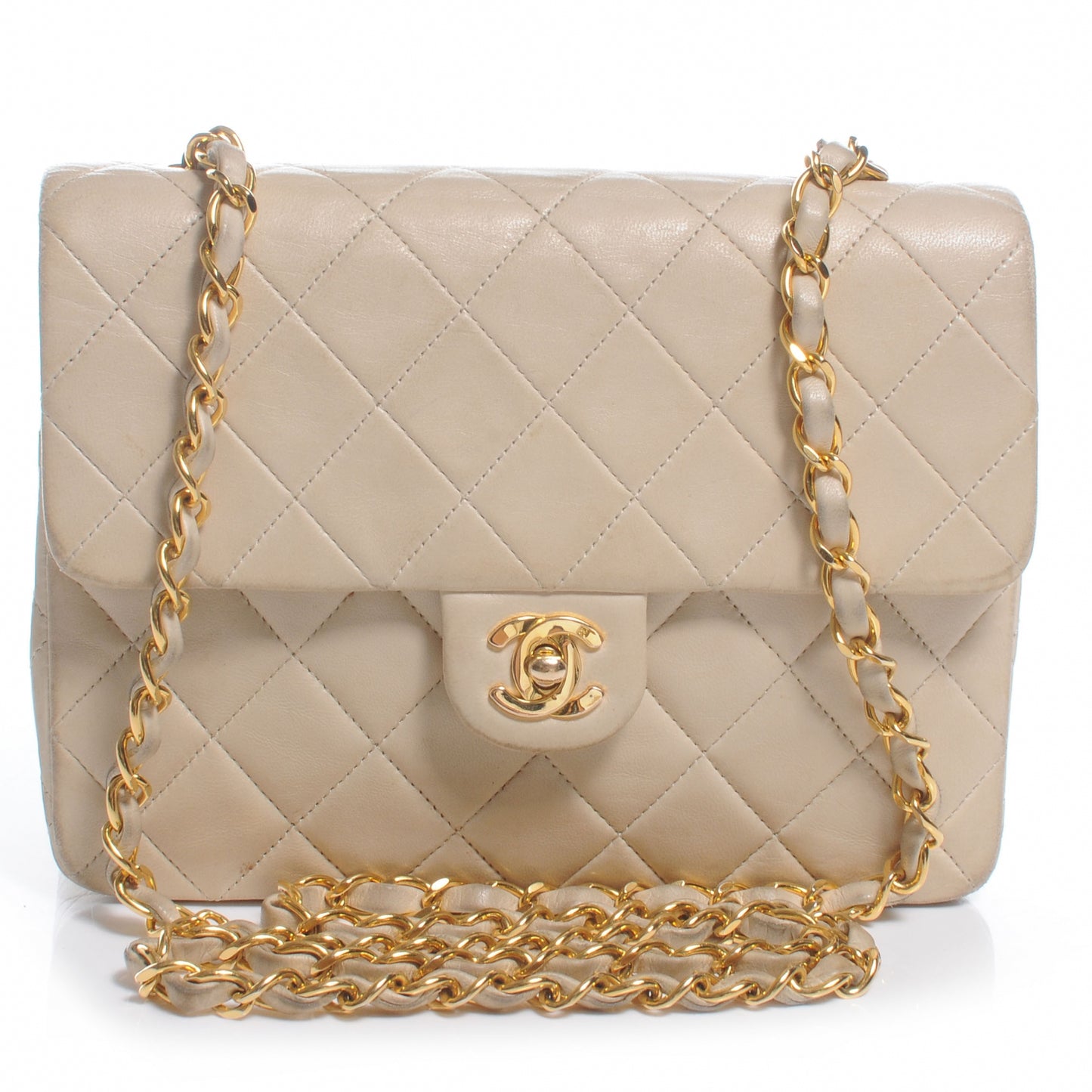Lambskin Quilted Mini Flap Beige