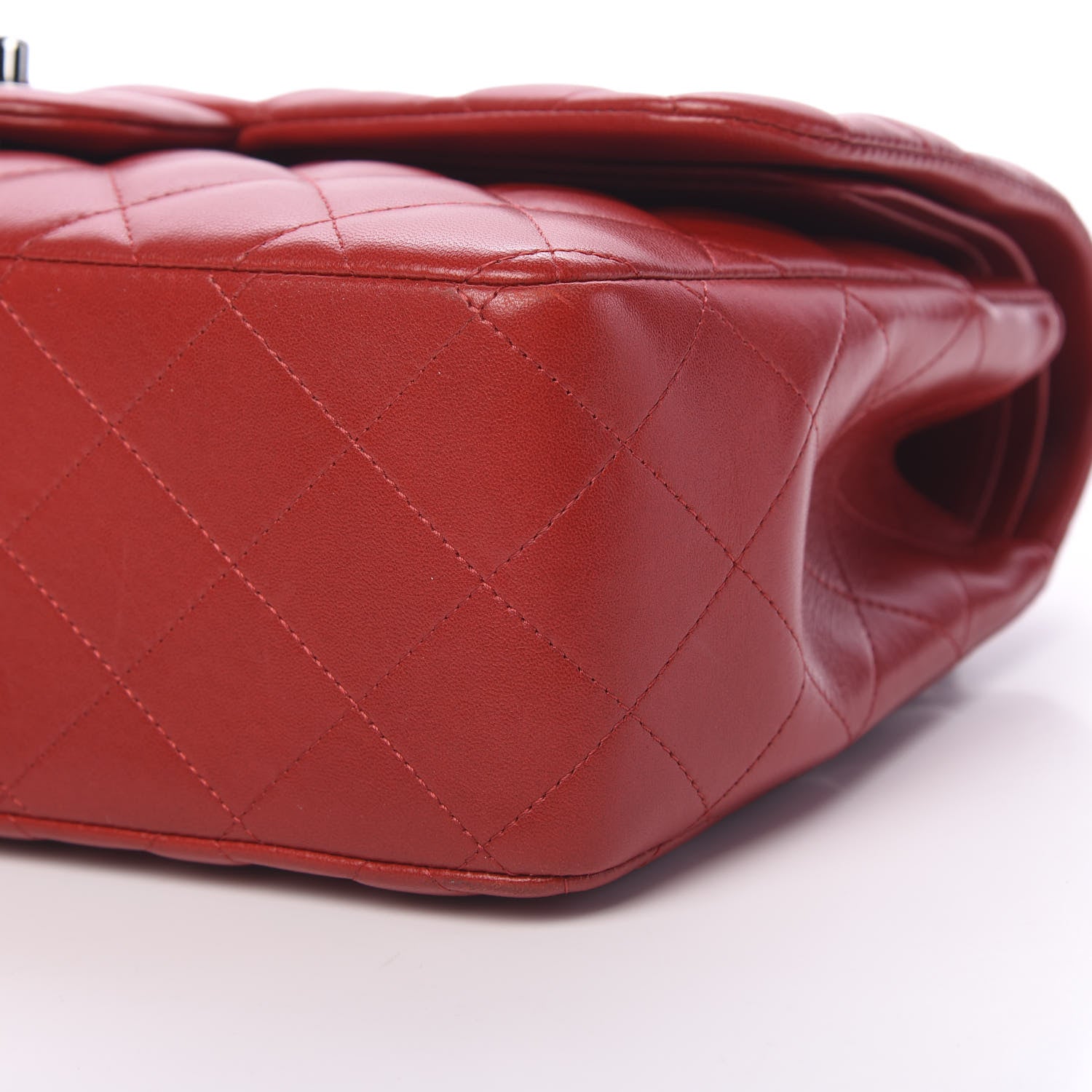 Chanel Lambskin Quilted Jumbo Double Flap Red 10 of 12