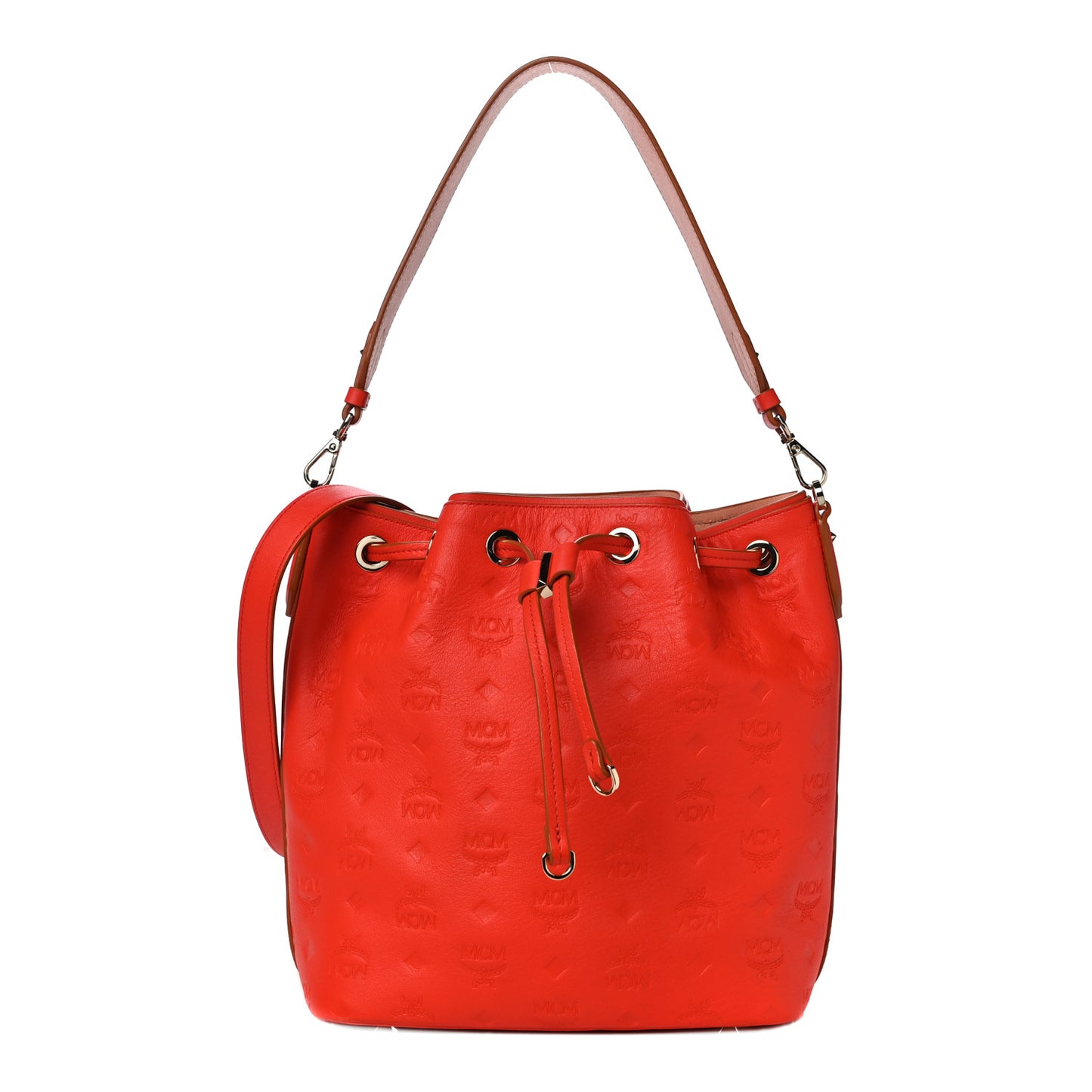 Calfskin Ottomar Monogram Essential Bucket Hot Coral