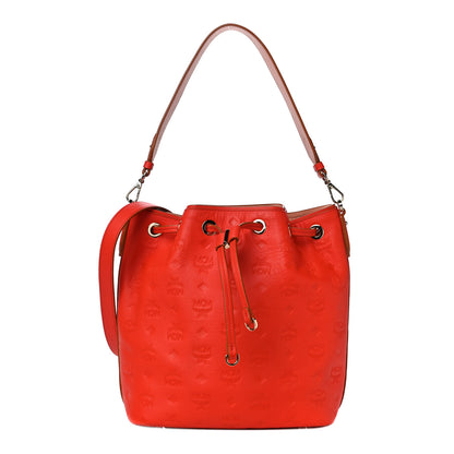MCM Calfskin Ottomar Monogram Essential Bucket Hot Coral 1 of 9